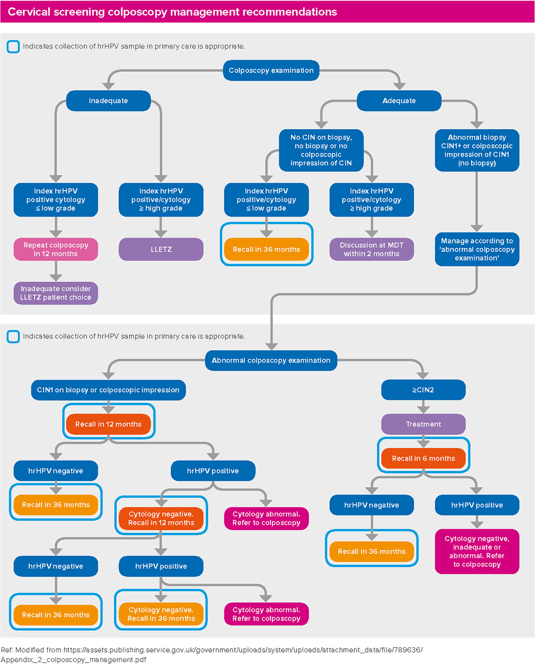 Cervical screening colposcopy management recommendations